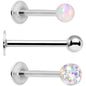 16G 5/16 Aurora Faux Opal Ball Labret Monroe Tragus 3 Pack Set