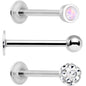 White Press Fit Faux Opal Labret Monroe Tragus 3 Pack Set