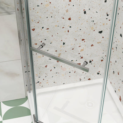 Pivot Shower Door 34.75 x 72 in. Frameless Neo-Angle Chrome, 1/4in Tempered
