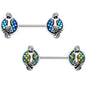 9/16 Green Mermaid Scale Mystic Sleep Mermaid Barbell Nipple Ring Set