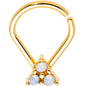 16G White Faux Opal Gold Tone Cluster Trio Ellipse Seamless Ring