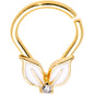 16G 3/8 Clear CZ Gold PVD White Leaves Ellipse Septum Ring
