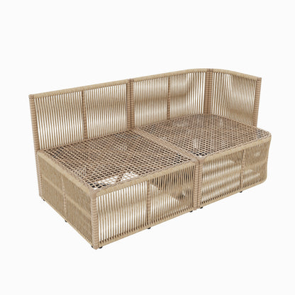 Outdoor Patio Set PE Rattan Iron Dark Beige Modular Glass Table