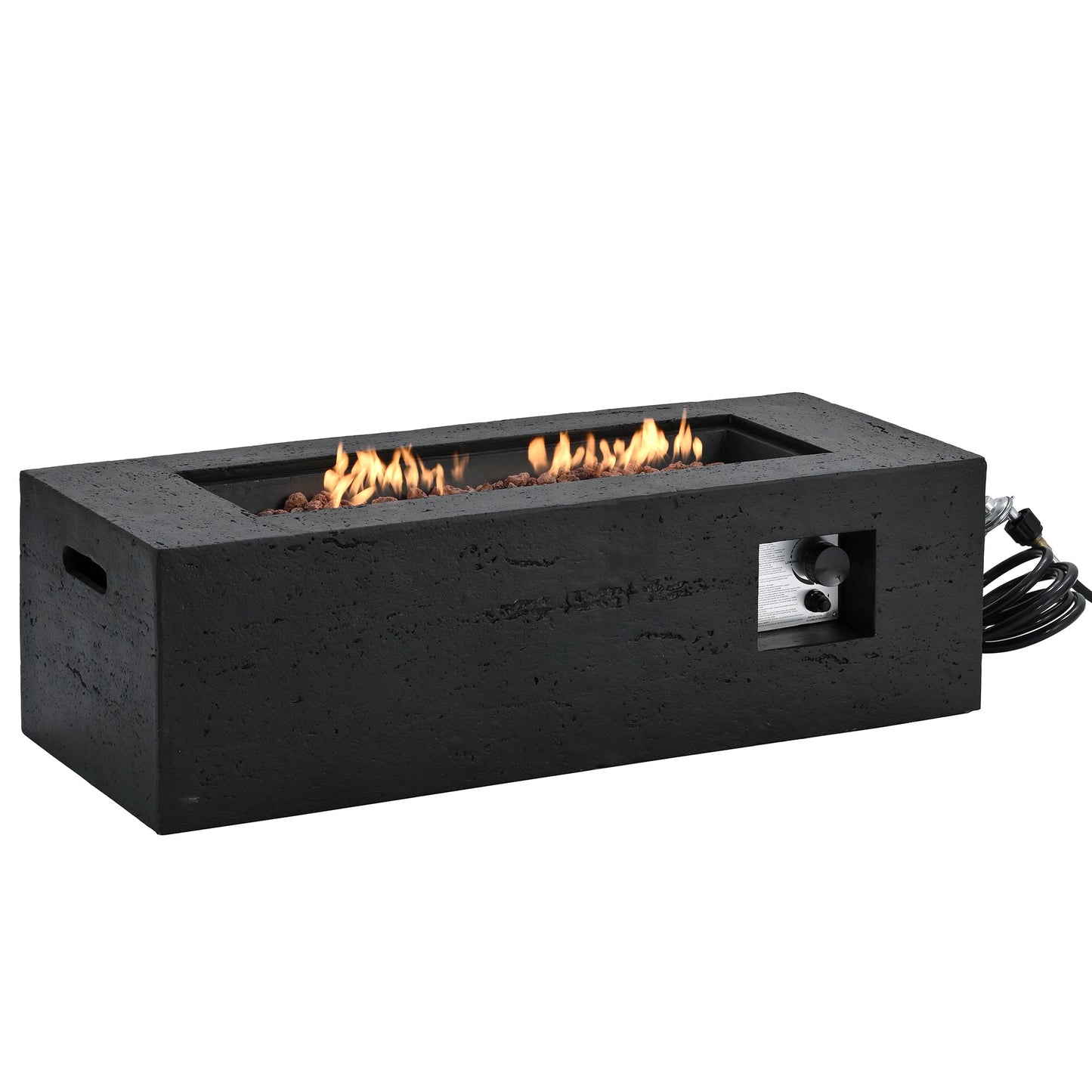 Rectangular Propane Fire Pit 40000 BTU 41.9" Black Gray MGO