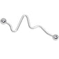 14G Clear Gem Sound Wave Industrial Barbell 35mm