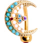 Aurora Gem Gold Tone Plated Crescent Moon Top Mount Belly Ring