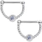 14G 1/2 Clear Gem Twisted Nipple Clicker Set