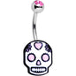 Pink Gem I Heart Sugar Skulls Belly Ring