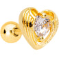 Clear CZ Gem Gold Plated Hugged Heart Cartilage Tragus Earring