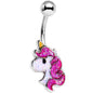 Purple Glitter Cartoon Unicorn Belly Ring