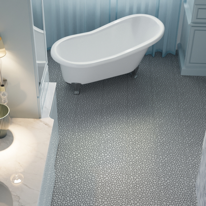 Pebble Stone Pattern 12x12 in. Gray Interlocking Deck Tiles Waterproof Plastic