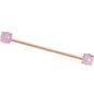 Pink Amethyst Rose Gold Tone End to End Industrial Barbell 38mm