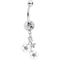 Clear Gem White Bunch of Berries Dangle Belly Ring
