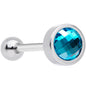Aqua Gem Cross Stitch Barbell Tongue Ring
