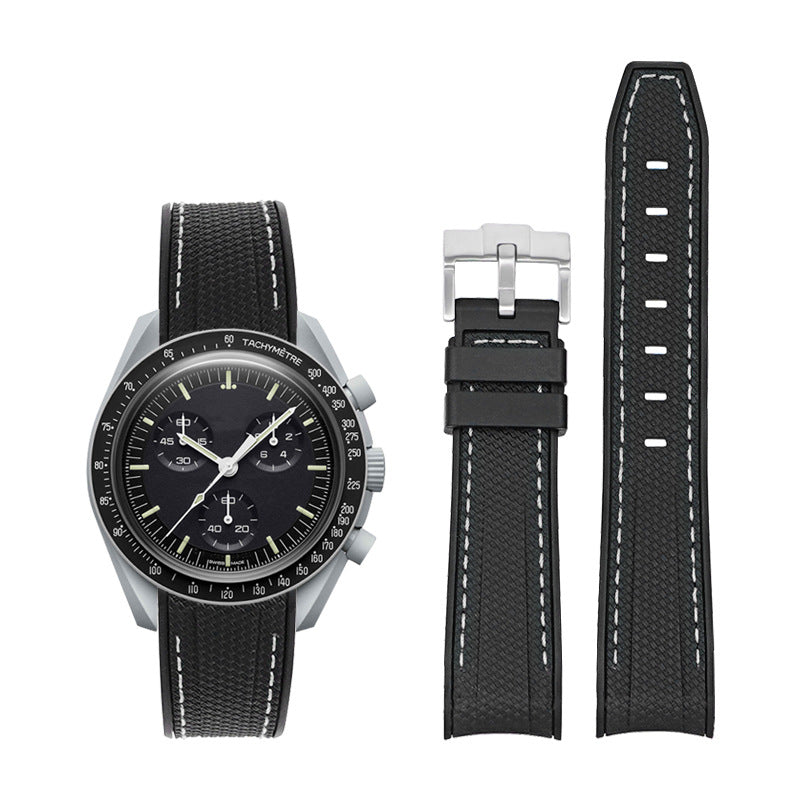 Curved-end Strap 20mm Silicone Watch Band For Men
