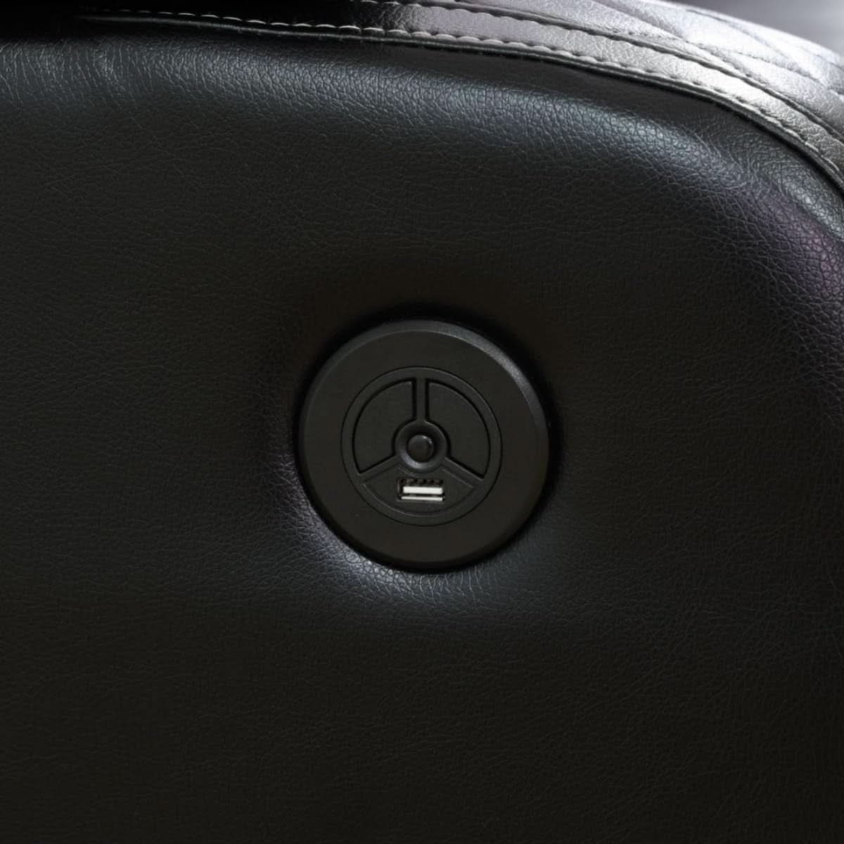 Electric Power Recliner Sofa Black With USB Charging Ports