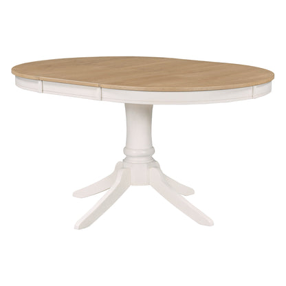 5-Piece Retro Functional Dining Table Set Wood Round Extendable Dining Table