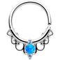 16G 3/8 Blue Synthetic Opal Filigree Seamless Circular Ring