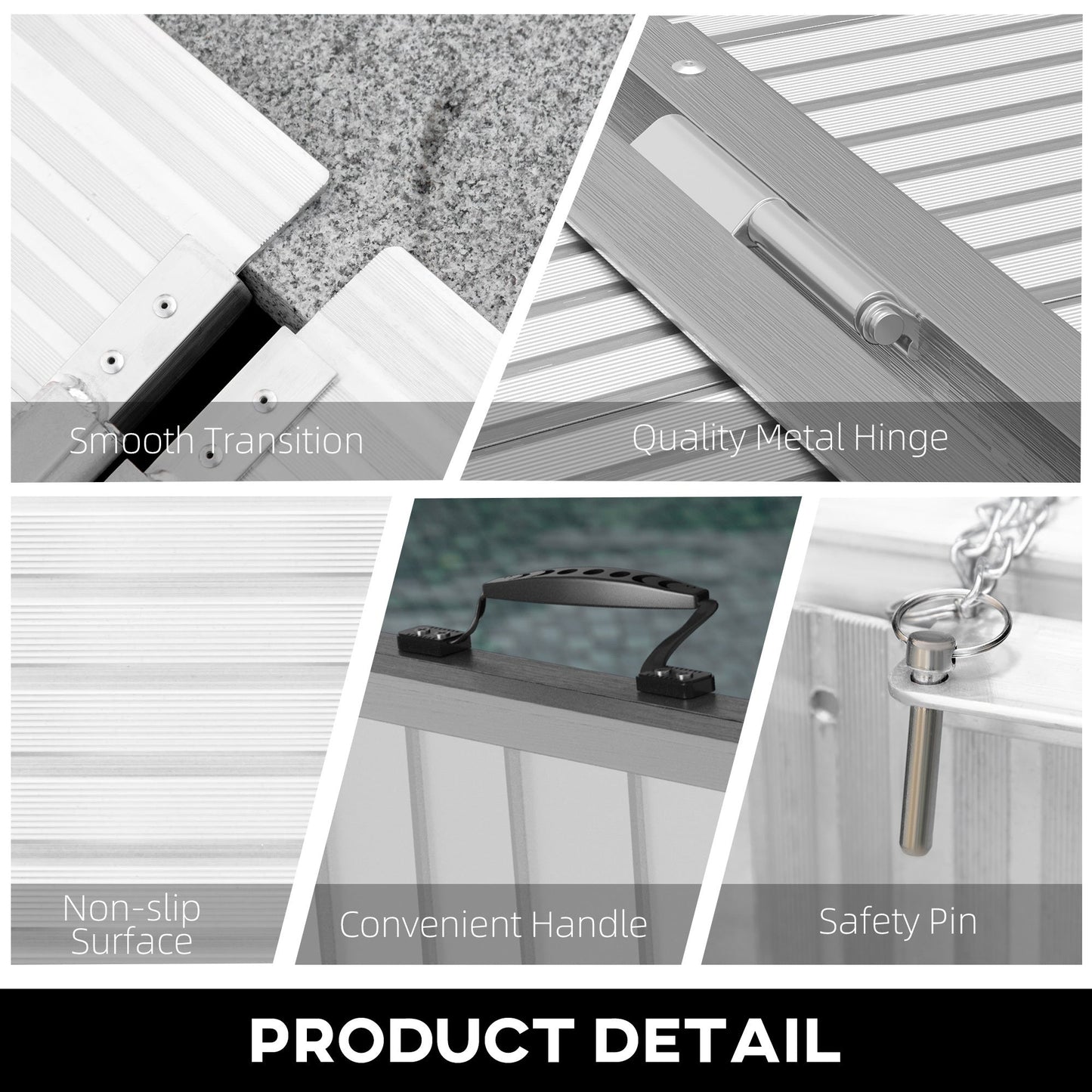 Aluminum Wheelchair Ramp 10 Ft Folding Portable 600 LB Capacity