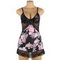 Plus Size Embroidery Patchwork Lace Sleeping Dress