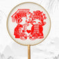 Chinese Paper-Cut Silk Round Hand Fan with Tassel