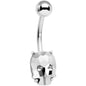 Clear Gem Sugar Skull Mask Belly Ring