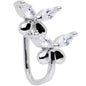 Clear CZ Gem Rhodium Plated Twin Butterfly Clip On Fake Nose Ring