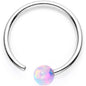 20G White Synthetic Opal Seamless Circular Ring