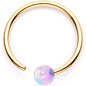 20G White Synthetic Opal Gold PVD Seamless Circular Ring