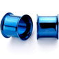 Blue Anodized Steel Double Flare Tunnel Plug Set 4mm to 16mm