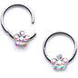 16G 3/8 Aurora Gem Petal Flower Hinged Segment Ring Set