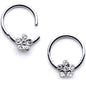16G 3/8 Clear Gem Petal Flower Hinged Segment Ring Set