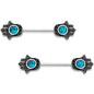 Faux Turquoise Hamsa Hand Barbell Nipple Ring Set