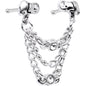 20G 1/4 Clear Gem Elephant Chain Dangle Double Nose Bone