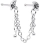 20G 1/4 Autumn Fall Leaves Chain Dangle Double Nose Bone