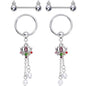 14G Clear CZ Gem Lotus Flower Queen Captive Ring Barbell Nipple Ring Set