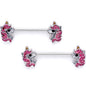 Purple Glitter Cartoon Unicorn Barbell Nipple Ring Set