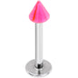 14G 3/8 Pink 3mm Cone Labret Monore