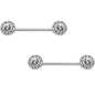 14G 9/16 Clear Gem Circular Cluster Barbell Nipple Ring Set