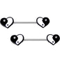 Clear Gem Yin Yang Heart Barbell Nipple Ring Set
