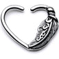 16G 3/8 Feather Love Left Heart Closure Ring