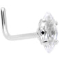 20G 1/4 Clear CZ Gem Ellipse L Shape Nose Ring