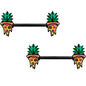 9/16 Black Anodized Pizza Face Barbell Nipple Ring Set