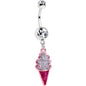 Clear Gem Glitter Sprinkles Ice Cream Cone Dangle Belly Ring