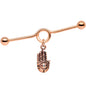 Clear Gem Rose Gold Tone Hamsa Eye Industrial Barbell 38mm