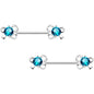 Aqua CZ Gem All Tied Up Barbell Nipple Ring Set