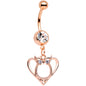 Clear Gem Rose Gold Tone Anodized Owl Heart Dangle Belly Ring