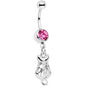 Pink Gem Luck Be A Kitty Cat Tonight Dangle Belly Ring