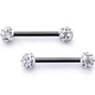 9/16 Clear Gem Cluster Black Anodized Barbell Nipple Ring Set