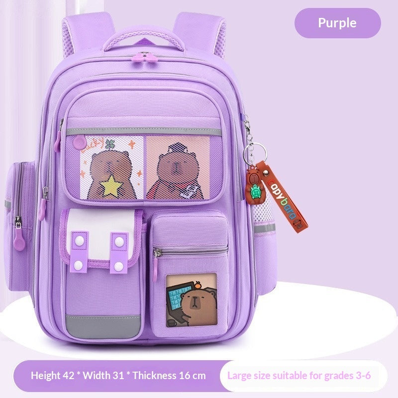 Capybara Backpack For Primary School Students Lightweight School Backpack